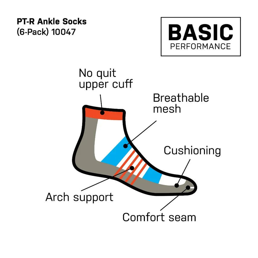 PT-R BASIC ANKLE SOCKS (6-PACK)