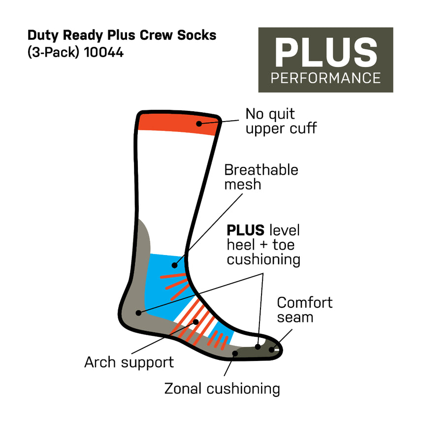 DUTY READY PLUS CREW SOCKS (3-PACK)